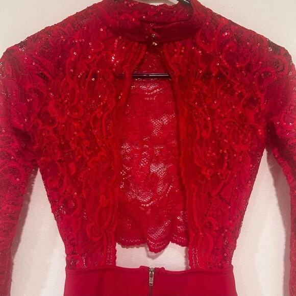 Fashion Nova Dress Red Small NWOT never worn Sexy Lace - Picture 3 of 5